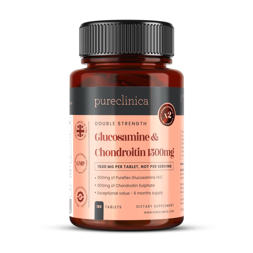 pureclinica Vysoká síla 1500mg Glucosamine HCL & Chondroitin x 180 tablet