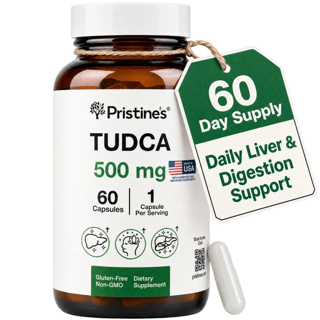 PRISTINE Tudca 500MG Játra podpora & Očištěné Bile Soli Dodatek Kapsle - 60 Day Supply - Žlučník Játra Organ & Digestion Detox a Cleanse Support Dodatek - Gluten Free Non GMO