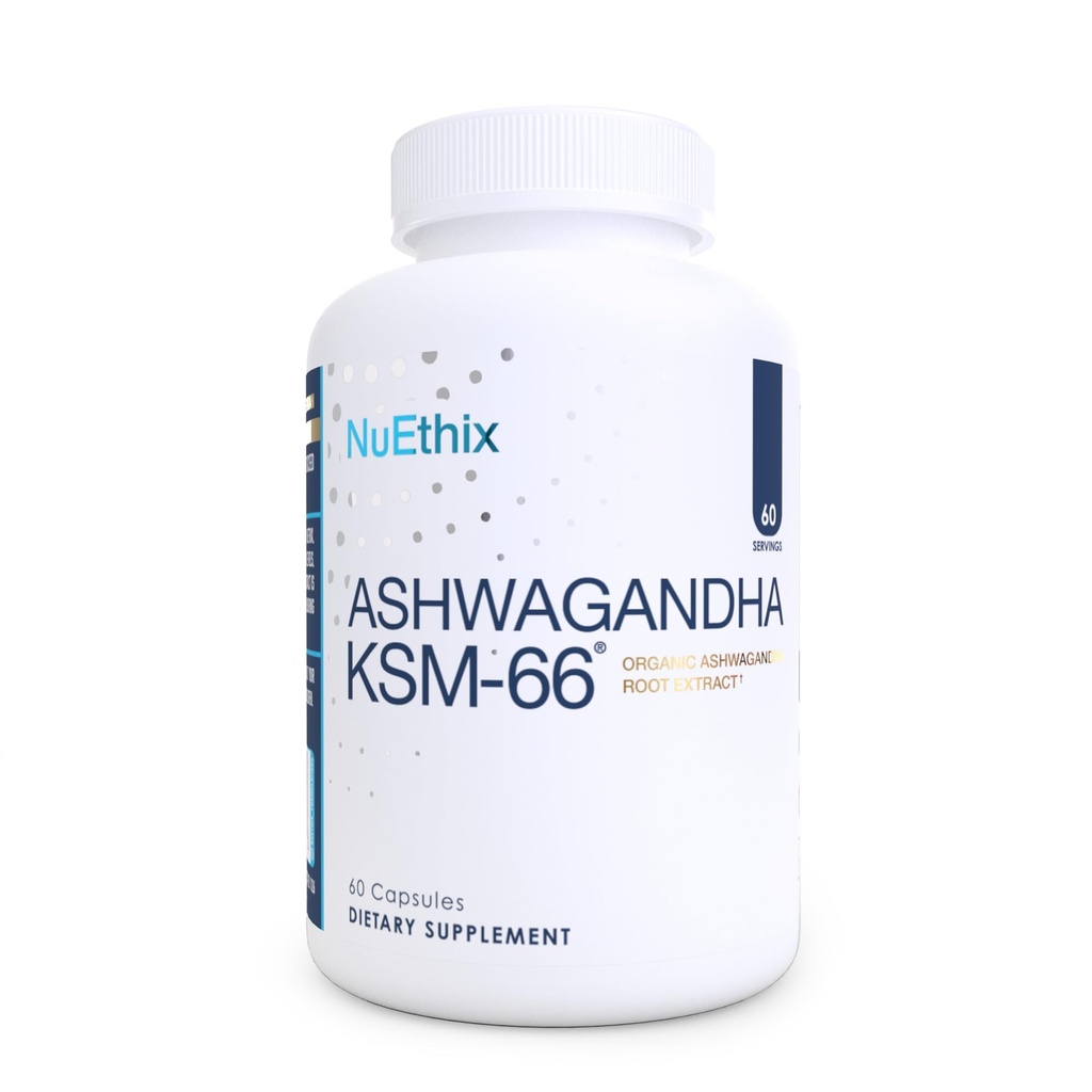 NuEthix Restructions Ashwagandha KSM 66, 500mg KSM- 66 Root Extract, Mood, Stress, & Cognitive Support, BioPerine Black Pepper Extract, Gluten Free, Vegetarian, Non- GMO, & Dairy Free, 60 Servings