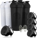 GOMOYO Fitness Bundle - 4-Pack Shaker Lahvičky s Agitator + 5-Pack Protein Funnels s karabinkou, BPA-zdarma & myčka nádobí Safe