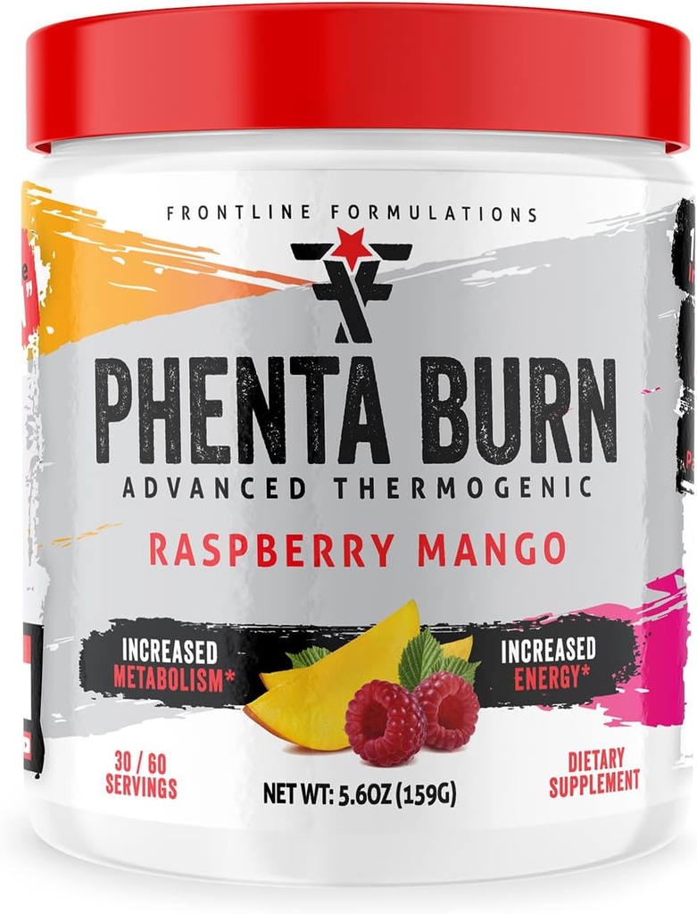 Phenta Burn, Zvýšená energie a vytrvalost, Amazing Flavors, Veteren vlastněné a provozované (60 Služeb, Malina Mango)
