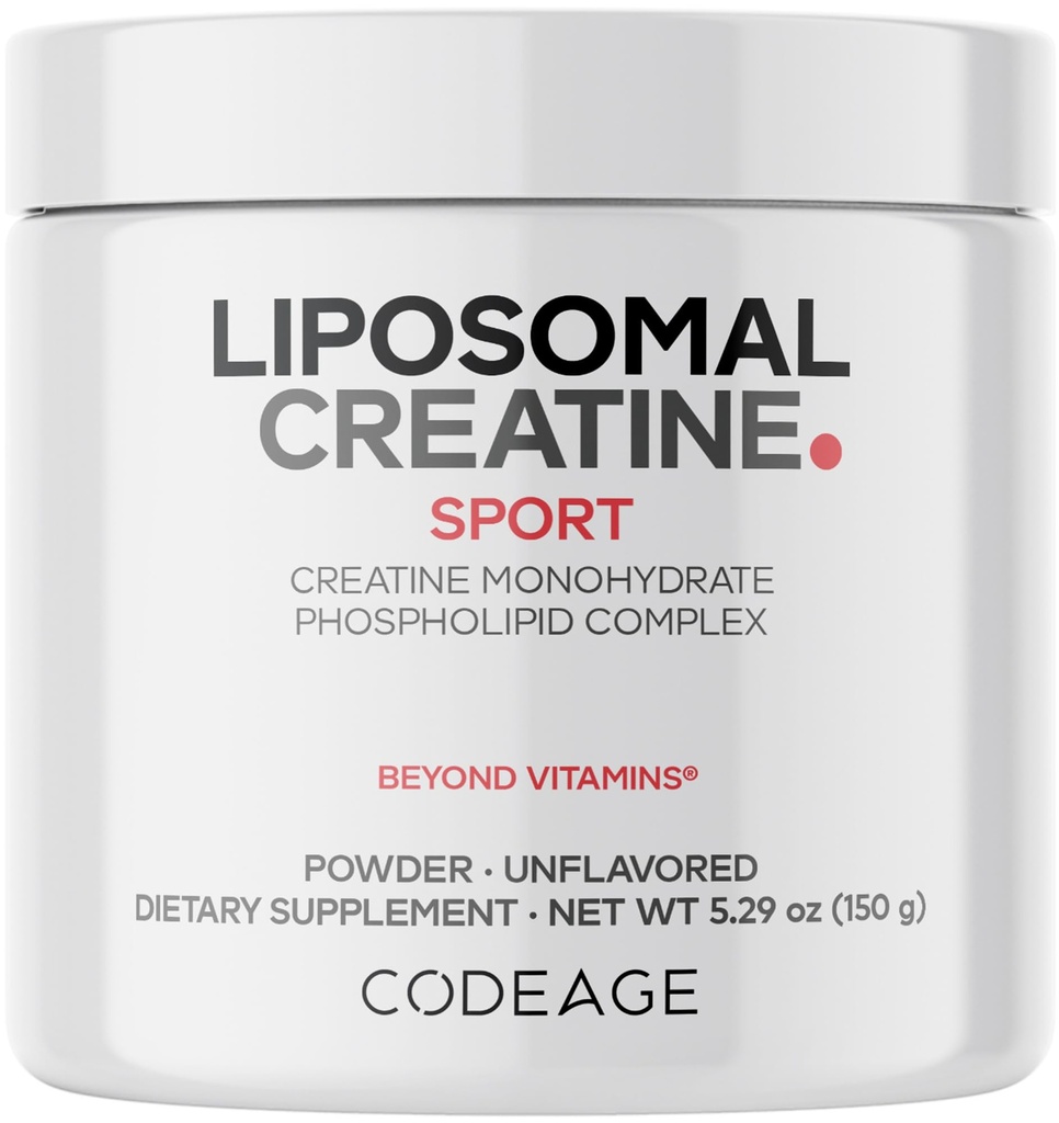 Codeage Liposomální Creatine Powder Supplement, Čisté Creatine Monohydrát 5000mg, Pre Workout & Post Workouts - Neochucené Creatine, Mikronizovaný Creatin Powder - Kreatinin pro sport - 30 Služeb