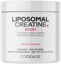 Codeage Liposomální Creatine Powder Supplement, Čisté Creatine Monohydrát 5000mg, Pre Workout & Post Workouts - Neochucené Creatine, Mikronizovaný Creatin Powder - Kreatinin pro sport - 30 Služeb