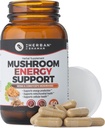 Houbový dodatek Podpora energie 124; Organické houby Bylinné Kapsle s Reishi, Ginkgo, Rhodiola, Maca, čínské ženšen, CoQ10 + více (60 Kapsle)