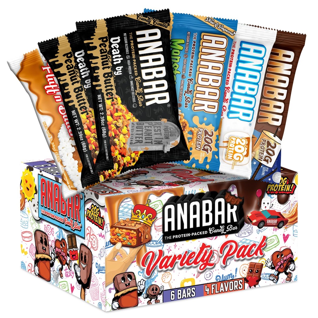 Anabar Protein Bar, Smaller Pack, Protein-Balené Candy Bar, Nejlepší Ochutnávací Protein Bar na světě, No Cukr Alcohols, High Protein, Amazonly Delicious, 20 Grams of Protein (6 Bary, Původní Variety)