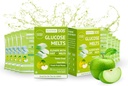 Glukóza SOS Melts Made with Dextrose Powder Natural Fruit Puree Sugar, Glukóza Tabs, Sportovní dodatek, Rychlé hraní tablety s 10 Individuální 15g Service of Green Apple