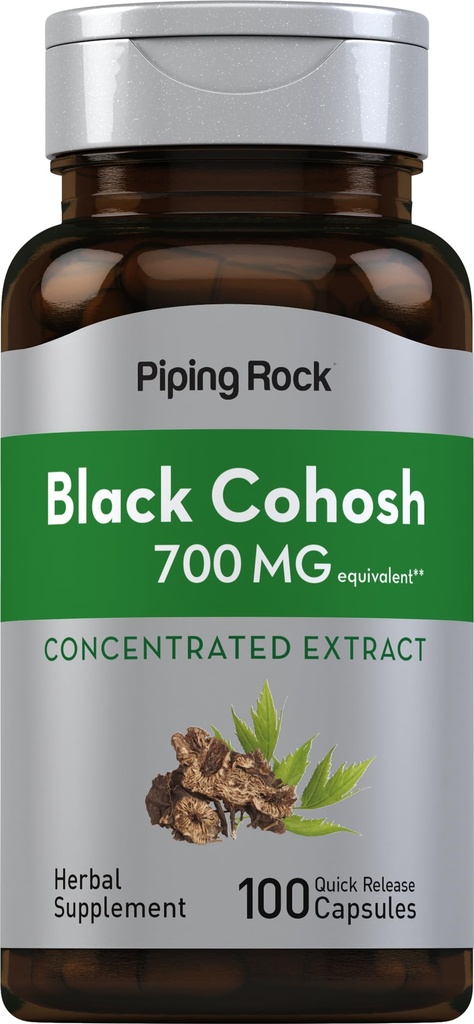 Piping Rock Black Cohosh Root Extract CLAS124; 700 mg CLAS124; 100 kapslí CLAS124; Koncentrované CLAS124; Non- GMO, gluten zdarma dodatek