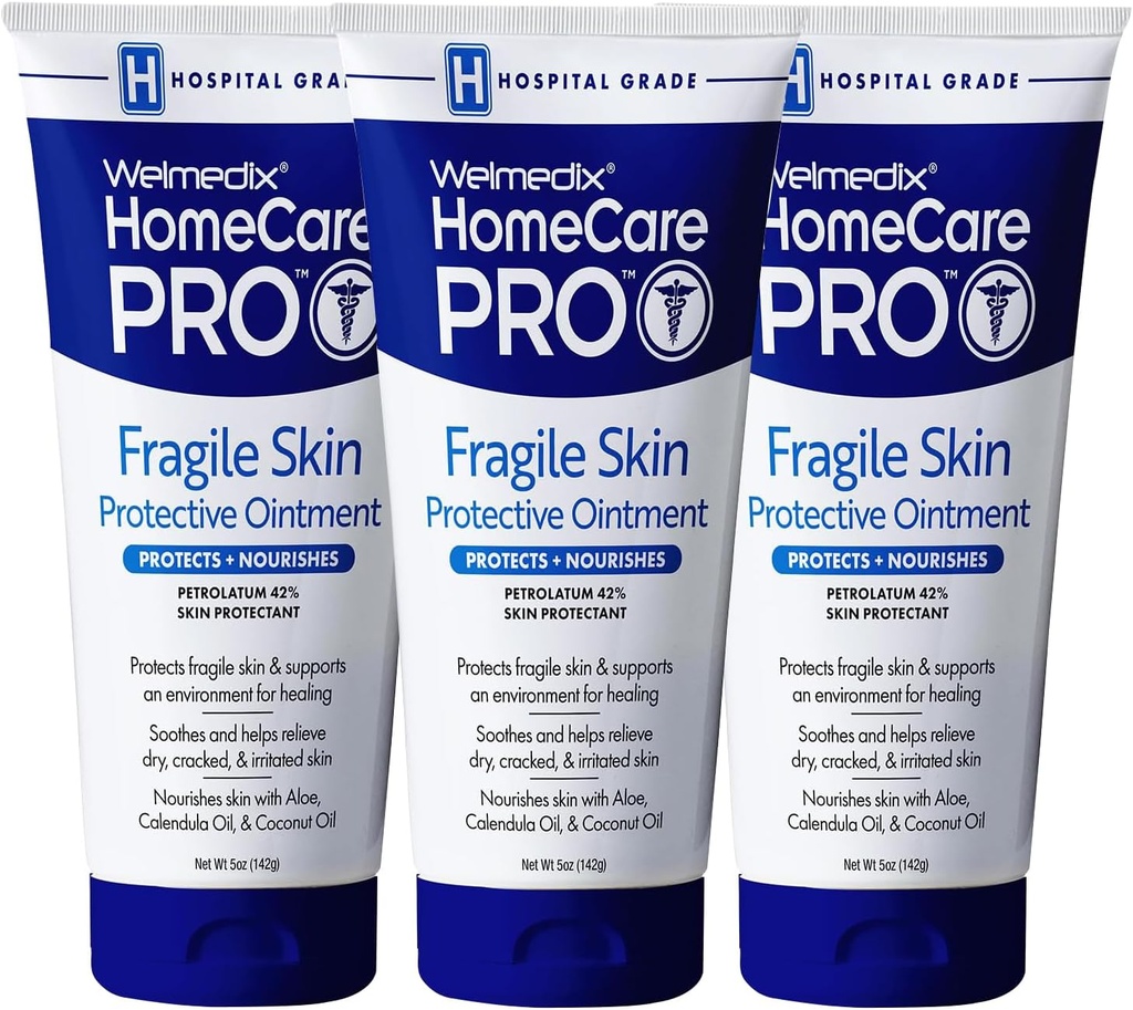 Welmedix Fragile Skin Protection Ointment 124; Hospital Grade Healing Ointment, Barrier Cream & Skin Protectant w / Calendula for Treatment of Eczema, Psoriasis, Dermatitis, Bed Sores, Chafing (Balení po 3)