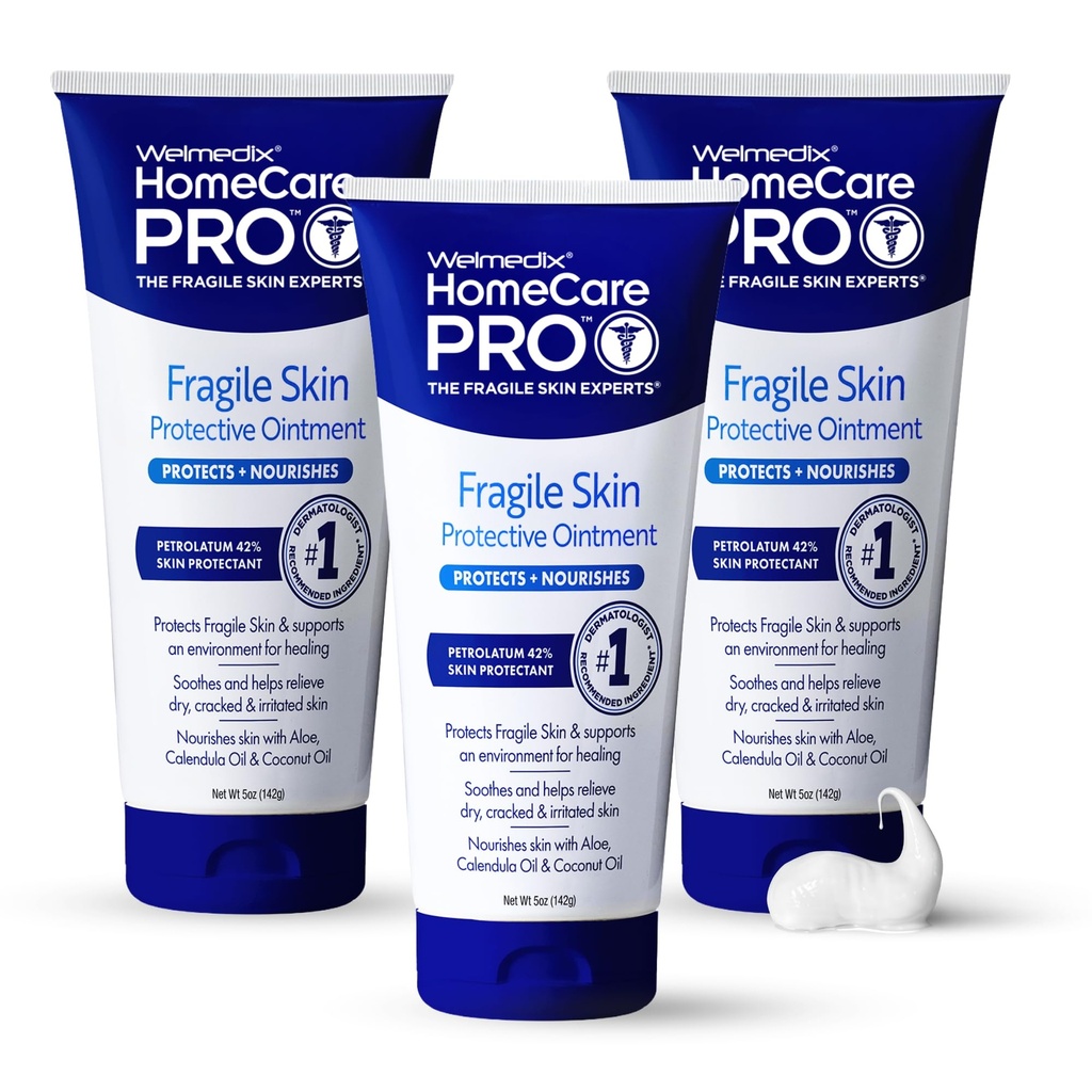 Welmedix Fragile Skin Protection Ointment 124; Hospital Grade Healing Ointment, Barrier Cream & Skin Protectant w / Calendula for Treatment of Eczema, Psoriasis, Dermatitis, Bed Sores, Chafing (Balení po 3)