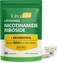 Doplněk NAD - Liposomální nikotinamid Riboside 900mg, Resveratrol, Quercetin - Doplněk NAD pro energetiku, Podpora buněčného zdraví, Stamina a zdravé stárnutí - Ultra síla 80 Kapsle