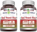 Amazing Appendias Red Yeast Rice 1200mg Per Serving Capsule Supplementary 124; Non-GMO CLANE124; gluten Free CLANE124; Made in USA (120 Count CLANE124; 2 Pack)