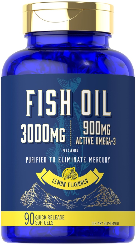 Carlyle Fish Oil 3000mg Oil 124; 900mg Omega 3 Omega 124; 90 Softgels Oil 124; Lemon Flavor Oil 124; Non- GMO a gluten zdarma dodatek
