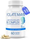 FolateMaxx L- methylfolát + B12 Methylkobalamin & B6 Blend (15mg) - 60 Kapsle - Aktivní B- Complex s kofaktory a esenciálními aminokyselinami - Non GMO, Lepek Free, No Fillers