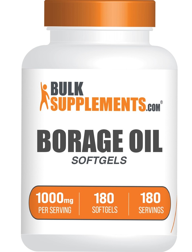 BulkSupplements.com Nutriční olej Softgels - Gamma Linolenová kyselina doplněk, Nutriční olej doplňky, Nutriční olej 1000mg - Gluten zdarma, 1 Softgel per Serving, 180 Počet (balení po 1)