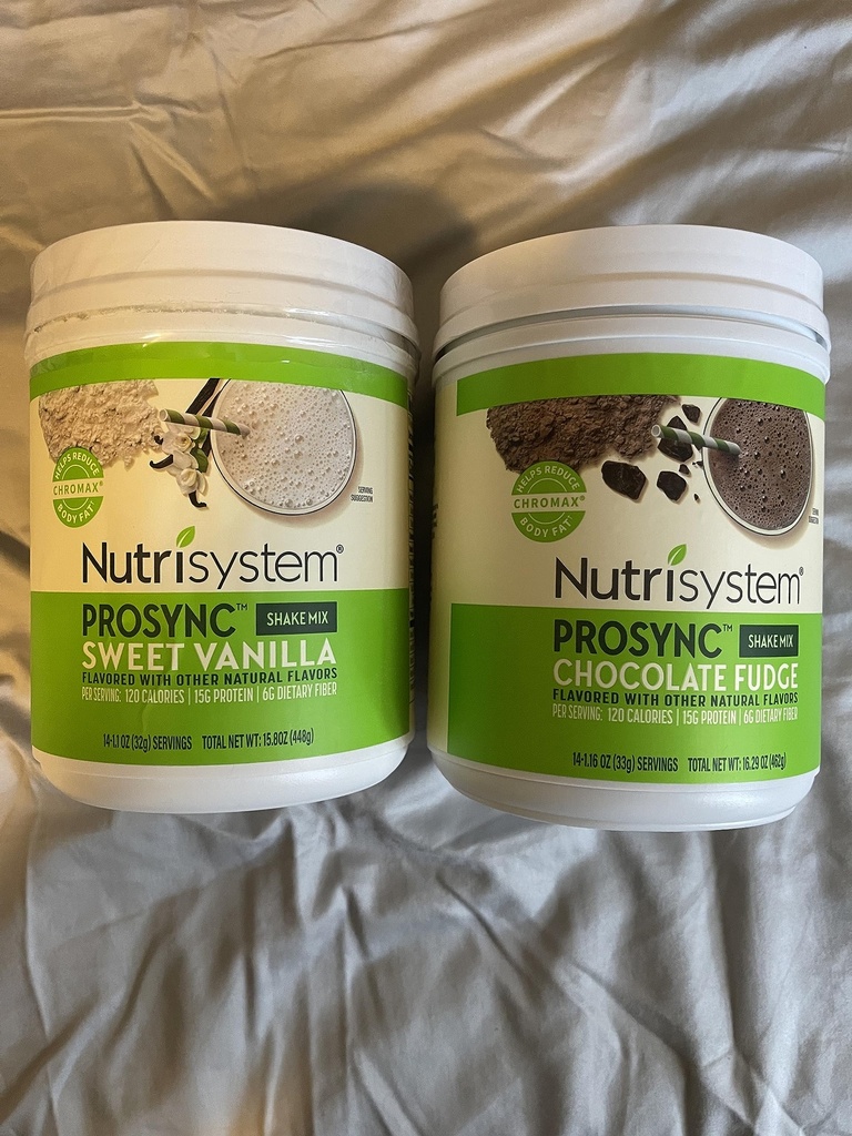 Nutrisystem Nutrishust Probiotický třes Čokoláda Fudge a sladká vanilka Shake Mix - Protein & Probiotika Podpora trávicí Bust Belly Bloat 2 Kontejnery 16.3 oz. každý 28 Servings, (Balení 2)