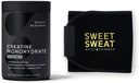 Sportovní výzkum Creatine Monohydrát a Sweet Sweat Waist Trimmer - černá a žlutá (velké)