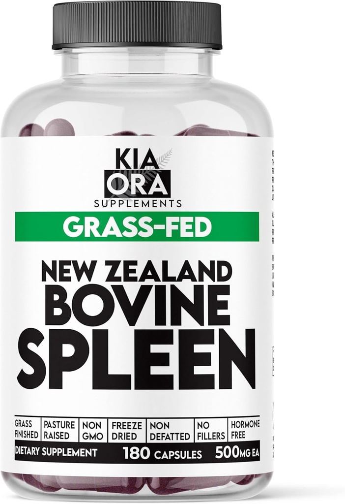 Tráva Fed Bovine Spleen dodatek 124; Freeze- Sušený, Vysušený Spleen Glandular - Podporuje imunitní funkci a krevní zdraví - Předsíň varhanní kapsle - 180ct
