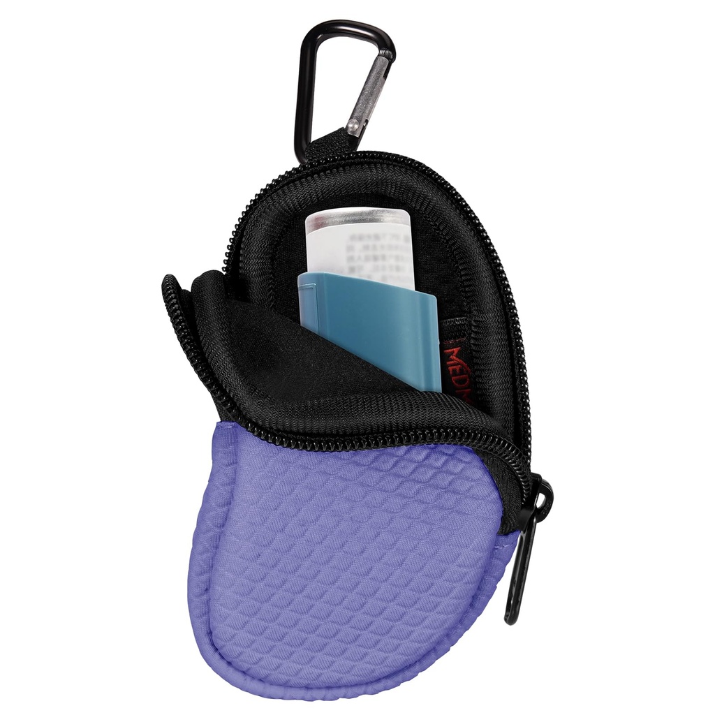 Novotvary Asthma Inhaler Holder, Ochranné přenosné Travel Handy Holster, Lehké nosiče pouzdro s karabinovým klipem a Mesh Pocket uvnitř, Inhaler není součástí balení (pouze případ) (Violet)