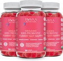 Kid Probiotické gumy pro stravitelné zdraví, žvýkací denní protetika pro děti věku 4 +. Orální péče, břišní diskomfort, Gut Health. Strawberry Flavor, USDA Organic, Probiotika pro děti 90ct (3)