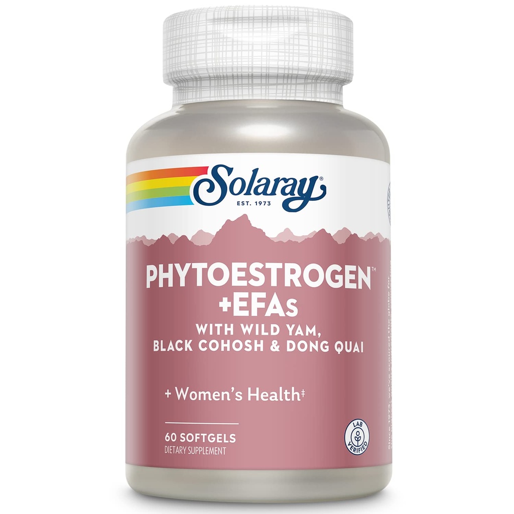 SOLARAY PhytoEstrogen Plus EFA Menopauza Support CLANE124; Wild Yam, Black Cohosh, Evening Primrose & Borage CLANE124; 60ct, 30 Serv.