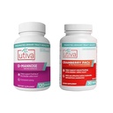 20% Bundle Utiva Cranberry PACs 30 Vegi Kapsle Cranberry Dodatek pro močové trakt Zdraví pro ženy a muže + Utiva D- Mannose 500mg 120 Kapsle Přirozeně Flush Měchýř a močový trakt