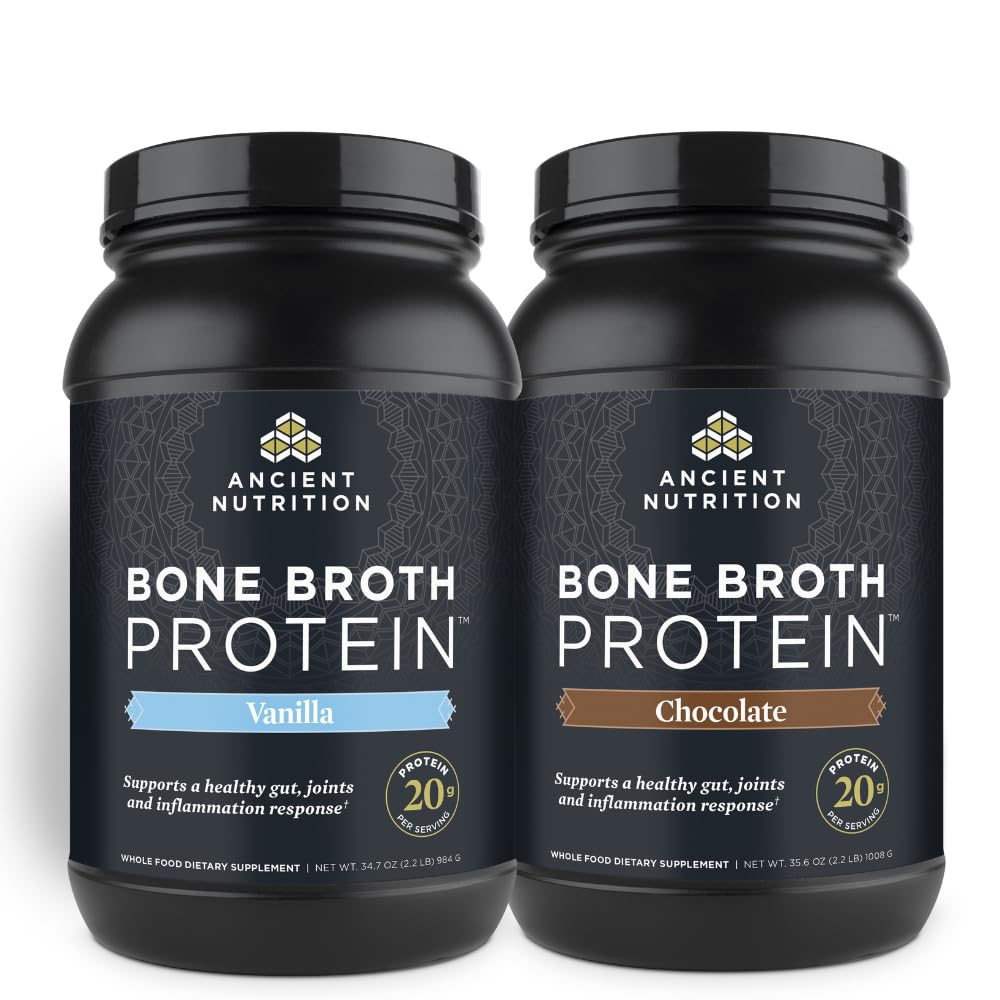 Starověký nutriční kostní protein prášek, čokoláda, 40 porcí + porce kostní bílkoviny, vanilka, 40 porcí