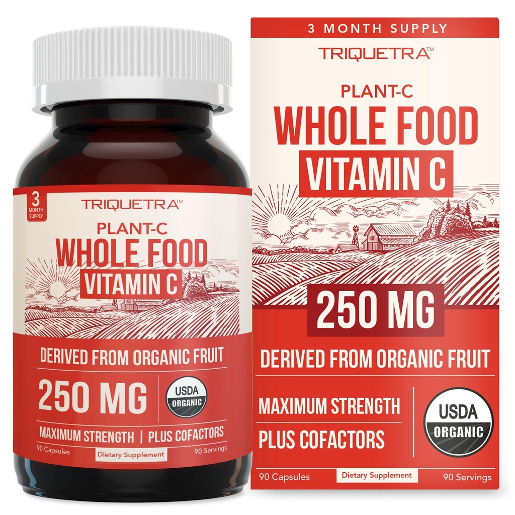 Organický vitamin C C124; Vitamin C z celého jídla z ovoce plus Absorpce Vylepšení Kofaktory - Vegan, Zvýšená biologická dostupnost - Imunitní podpora, Antioxidant, Celkové zdraví (90 Služeb)