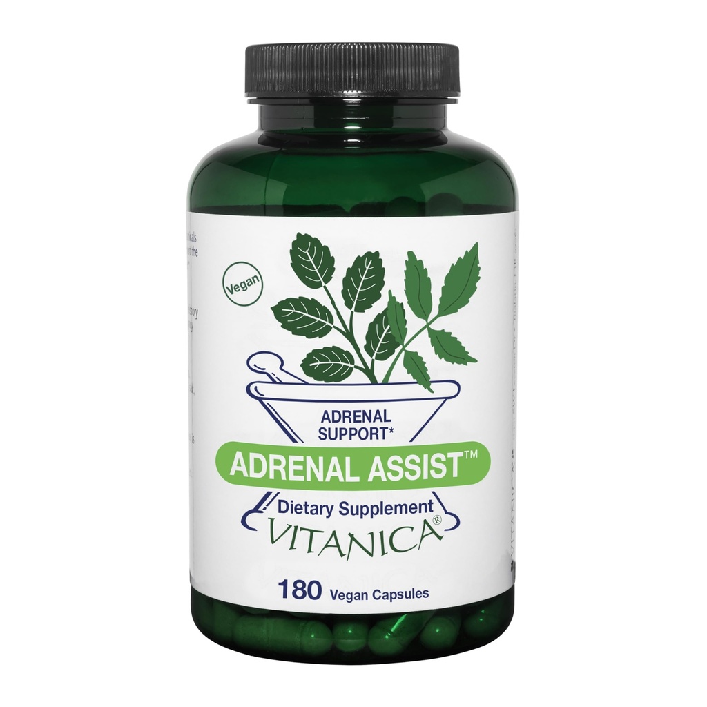 Vitanica Adrenal Assist, Podpora nadledvin, Vegan, 180 Počet