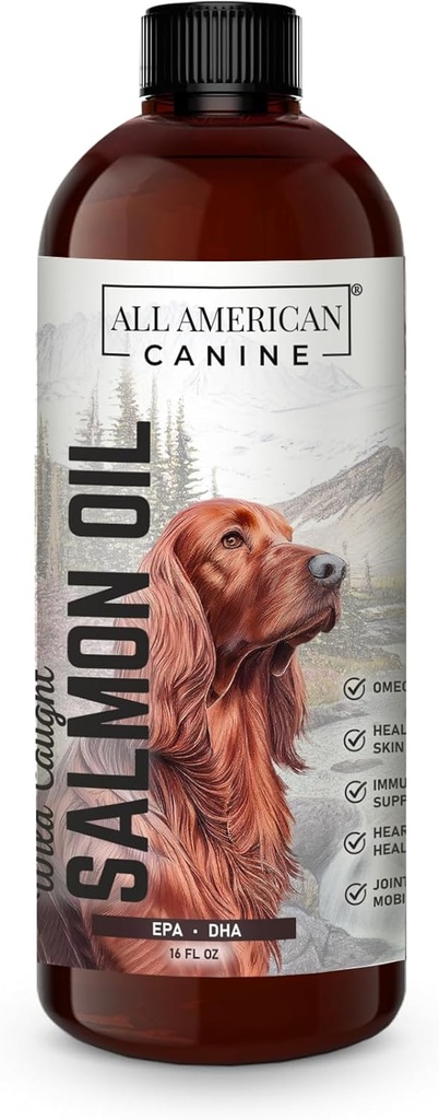 Wild Chycený losos olej 124; Optimální zdroj Omega 3 Rybí olej tekuté potraviny dodatek pro psy kůže, kabát, společné, a imunitní zdraví, 16 fl oz