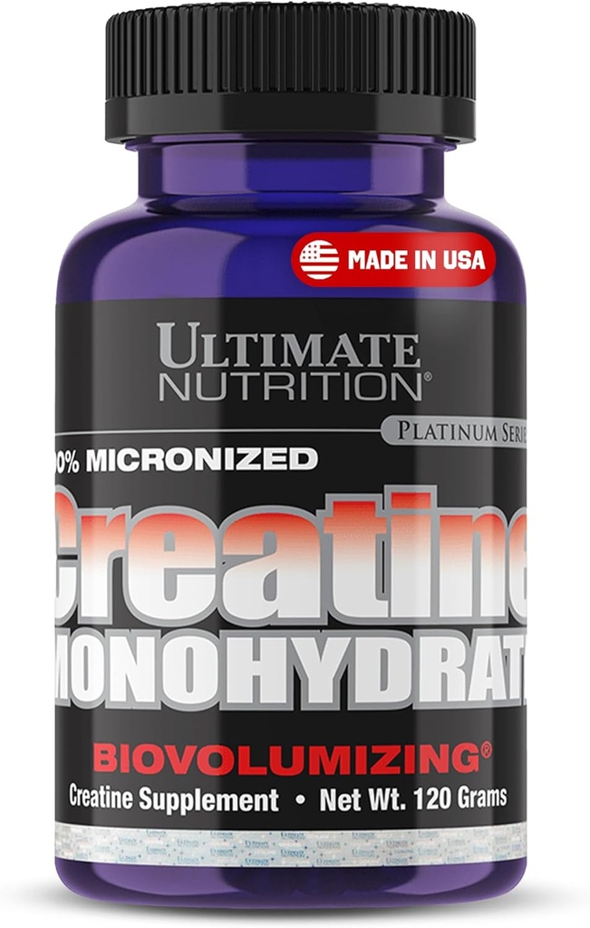 Ultimate Nutrition Unflarized Micronized Creatin Monohydrát Prášek pro muže a ženy, 120g - Performance Supplement for Muscle Growth & Strength Building - Keto- Friendly & Gluten- Free