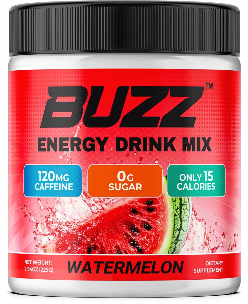 Morning Buzz Energy Drink Powder - Energy Boost Drink Mix - Sugar- Free Energy with Antioxidants - Morning Kickstart and Sports Nutrition Endurance Product - 30 Služeb, Meloun, 8 Ounces