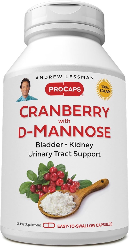 ANDREW LESSMAN Cranberry s D- Mannose - 30 Kapsle - Podporuje močový měchýř, ledviny a močové trakt zdraví. Vysoký potenciál Standardizovaný Cranberry koncentrát a D-Mannose. Snadno spolknout tobolky