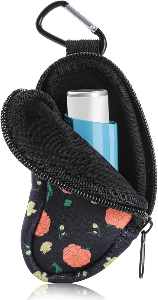 Astma Inhaler Holder Chraňte přenosný taška nosič Neoprene Cestovní inhalátor Mini Bag pro L- ve tvaru inhalátoru, Inhalátor není součástí balení (Květina)