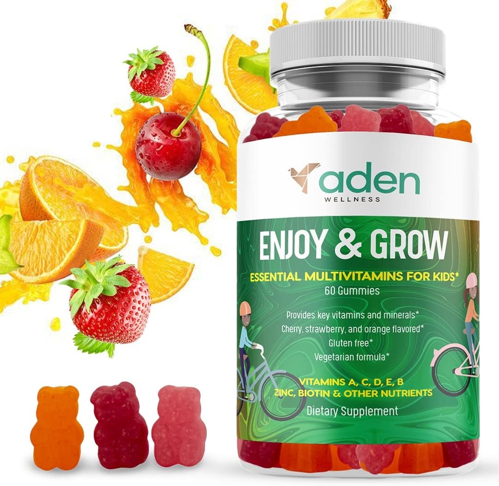 Multi B Vitamin Gummies for Kids - with B-Complex B6 B12 B9 (Folate) B7 (Biothin) B5 (Pantothenic Acid), A, C, D, E, Zinek, jód, Inositol - Energy, Nervový systém, Podpora imunity
