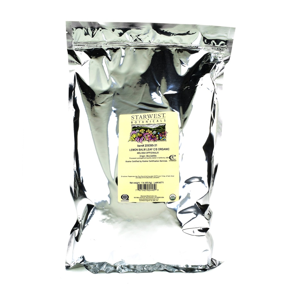Starwest Botanicals Organic Lemon Balm Leaf C / S, 1 libra