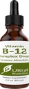 Ultra6 Nutriční vitamin B12 Sublingvální tekuté kapky - B12 Metylkobalamin dodatek velký pro energii a únavu - Vitamin-B doplňky pro ženy a muže - 90 denní dodávky
