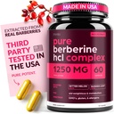 Berberine dodatek 1250mg Potent Botanical Kapsle pro řízení hmotnosti s hořkou Melon a Banaba Leaf - HCl z Barberry Extract- 30 Služeb