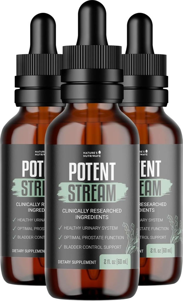 PotentStream Drops - Původní vzorec, Přírodní tekutý dodatek s rostlinné extrakty 124; 100% přírodní, Made in USA, 3 Měsíční dodávky