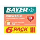 Bayer Aspirin Nízká dávka 81 mg Žvýkací tablety, Reliever bolesti, Oranžová ochucená, 216 tablet (6 balení)