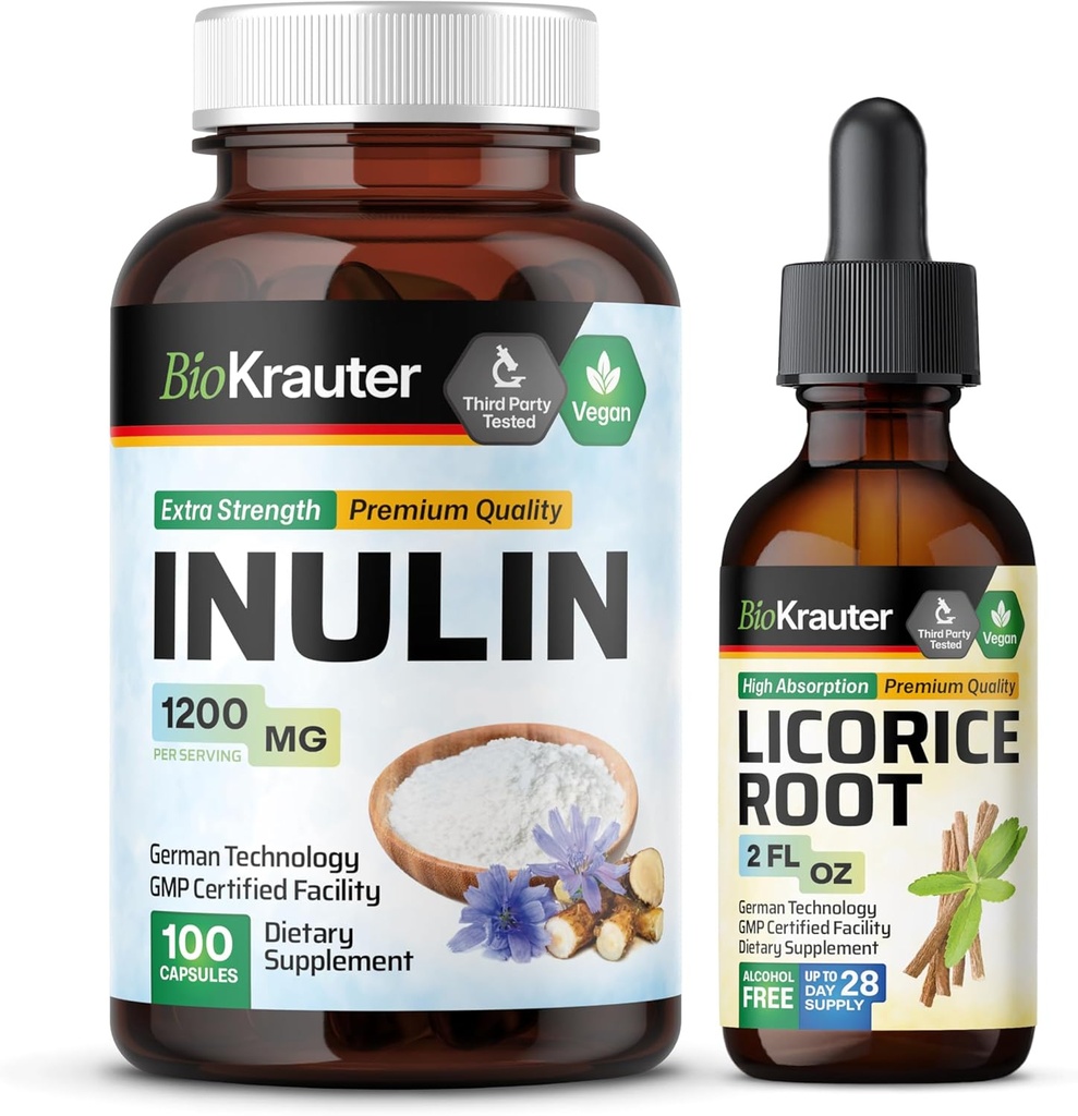 BIO KRAUTER Inulin 100 Kapsle & Lékořice Kořenová tinktura 2 Fl. Oz.