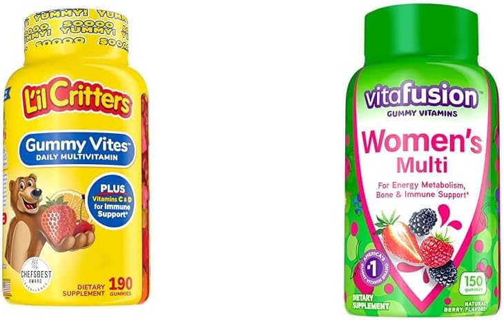 L 'il Critters Gummy Vites Daily Gummy Multivitamin pro děti & Vitafusion Womens Multivitamin Gummies