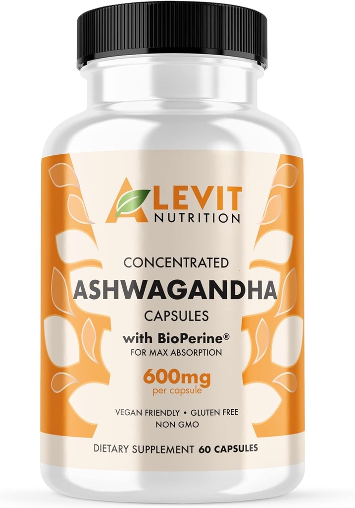 Organic Ashwagandha 600mg - 60 Počet (2- Month Supply) - Vegan - BioPerine for Improved Absorption - Stress, Mood & Wellbeing Support