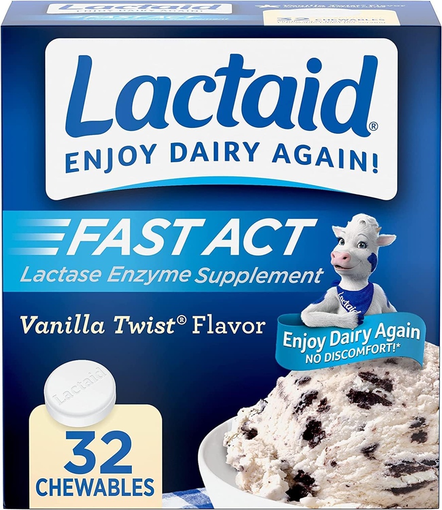 LACTAID Fast Act Chewables Vanilla Twist 32 tablet (balení po 3 tabletách)
