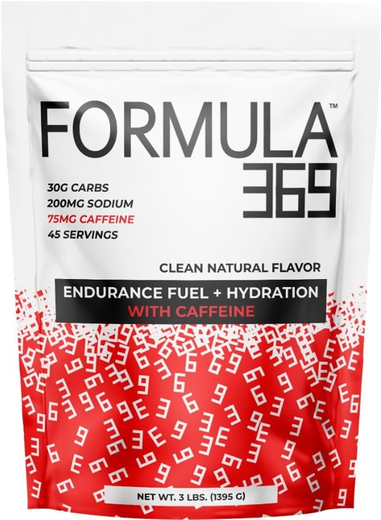 Vzorec 369 s kofeinem, Endurance Fuel Drink Mix, 3 Pound Bag s 45 Podání, 30g sacharidů a 75mg kofeinu na servírování, vysoký karb Mix s 1: 1 Poměr Glukóza na Fructosa, Vegan, Gluten zdarma