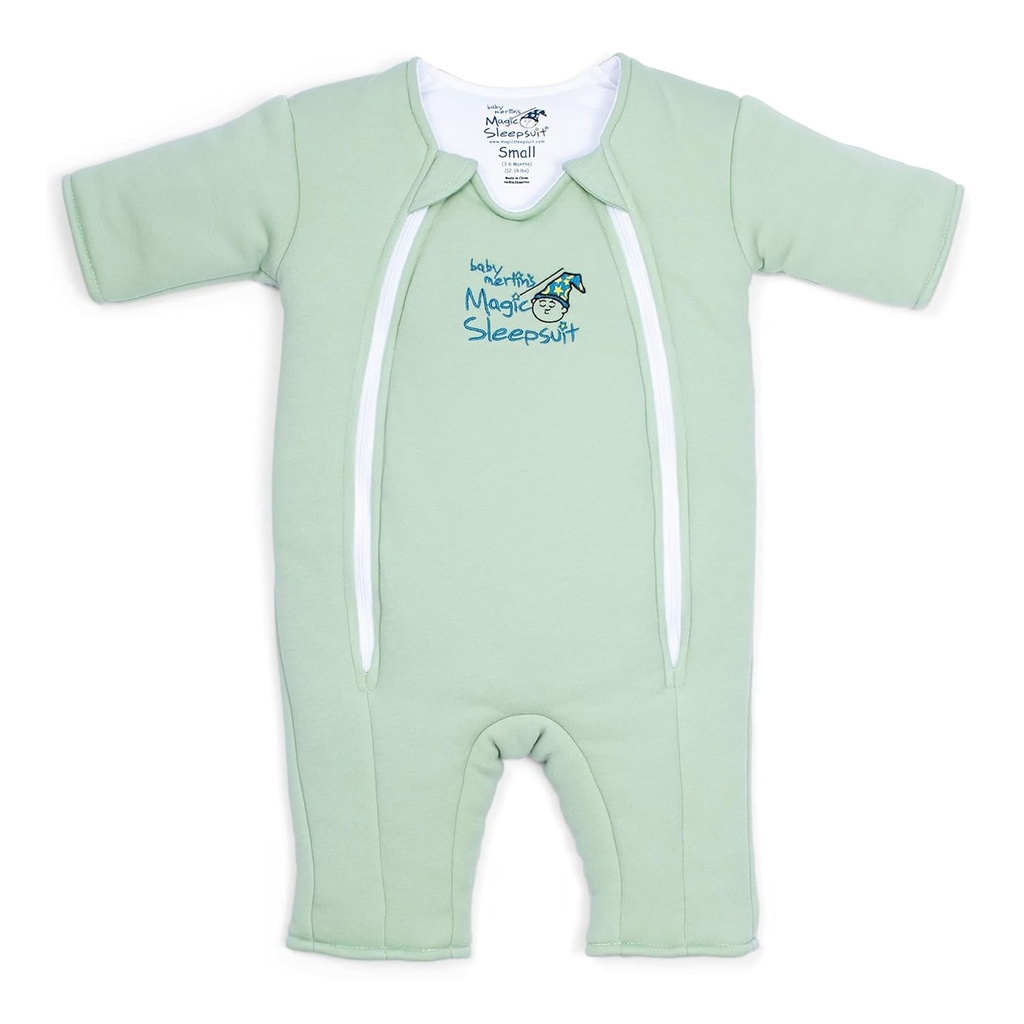 Magic Sleepsuit Baby Merlin 's Cotton Baby Swaddle Transition Product - Soft and Cozy Design, Double Zipper for Easy Diaper Changes, Promotes Safe Sleep, 3-6 Months - Sage Green - Large 18-21lbs