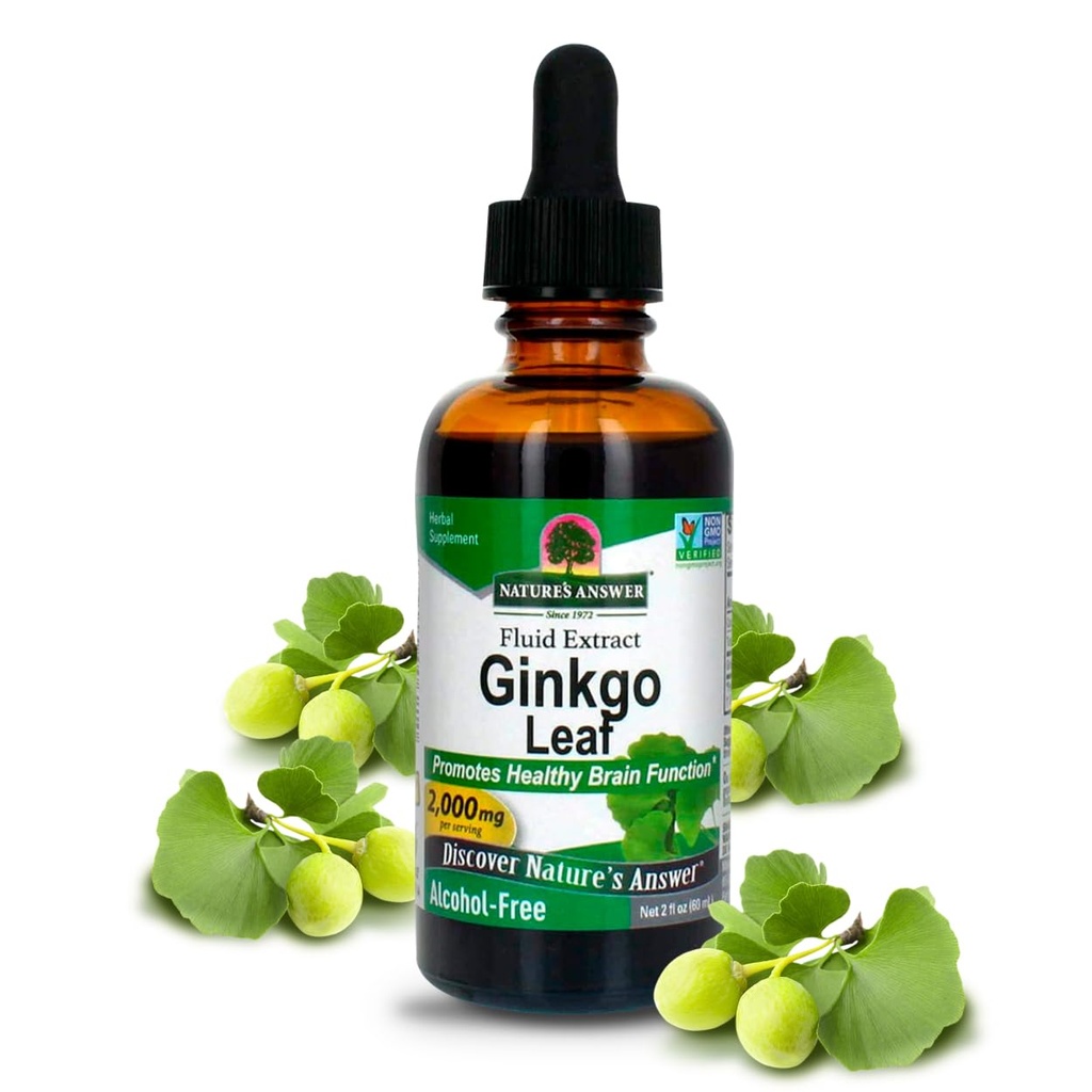 Příroda odpověď Alkohol zdarma Ginkgo Biloba Leaf Extract, 2 Ounce, 2 hrabě 124; Podporuje zdravé mozku 124; Promotes Cognitive Function 124; Zvýšit duševní jasnost 124; Přírodní soustředění