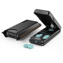 Pill Cutter s automatickým uzavíracím zařízením, hliníkový Pill Splitter s 316L nerezové čepele, Genuine kůže pouzdro, Profesionální Pill Splitter pro řezání malých nebo velkých pilulek (černá)