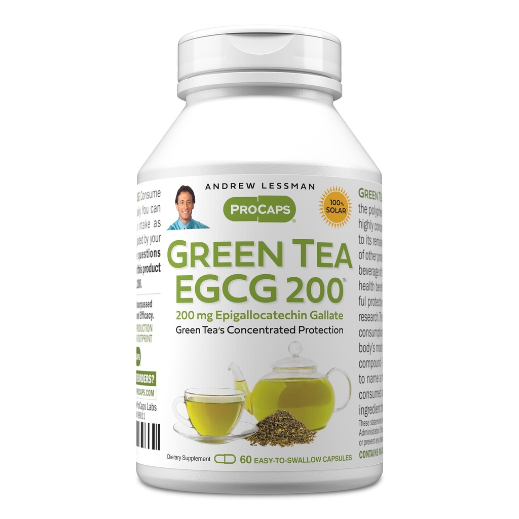 ANDREW LESSMAN Green Tea EGCG 200mg - 60 Kapsle - 200 mg EGCG, Výkonná antioxidační podpora pro zdravé funkce jater, imunitní, mozek, srdce a oběhové systémy. Žádné doplňkové látky