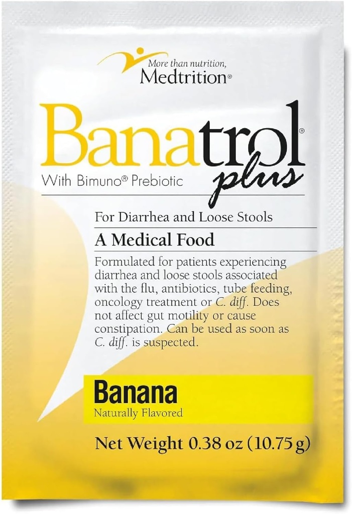 Banatrol Natural Anti- Diarrheail s Prebiotika, Relief pro IBS, Recurring Průjem, Klinicky podporované lékařské jídlo, Non- Constipating (Banana)