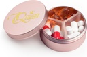 Malý Pouzdro 3 Compartments, Metal Round Portable Pill Box, Vodotěsný Travel Pill Organizátor, Kapesní Purse Medicine Držák vitaminu EDC Kontejner (Rose Gold s královnou)